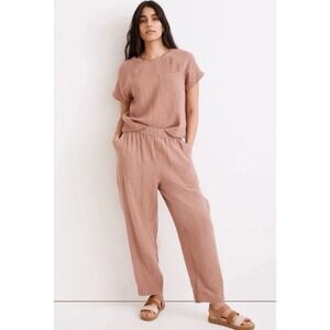 MADEWELL Petite Medium Lightspun Pull-On‎ Balloon Crepe Pants Faded Mauve New